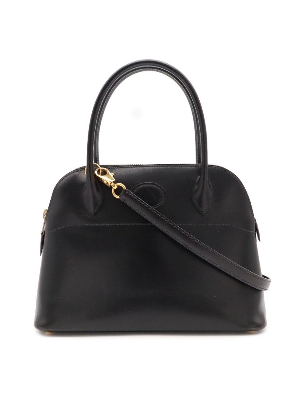 Hermes Bolide 27 Mini Bag 2-Way Pochette Box Calf Black Gold